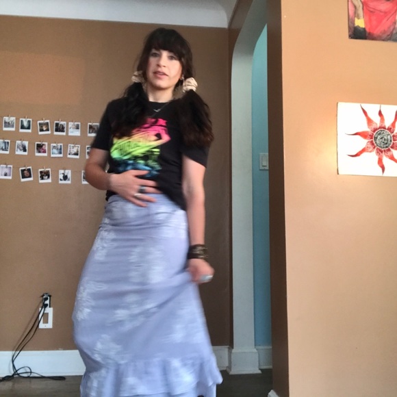 JOE FRESH NWOT pinstripe maxi skirt W/ruffle - Picture 4 of 10